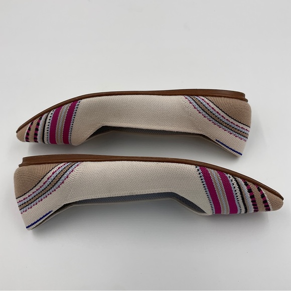 Rothy’s EUC Merino Point in Ivory Ribbon Stripe RETIRED STYLE Cream Pink Size 9 - Picture 10 of 16